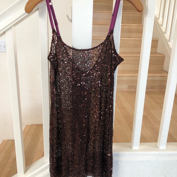 Free People Tops - Free People sequin mesh slip purple straps